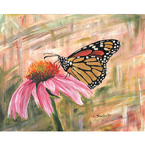 Monarch on a Cone Flower, 20" x 16" by Linda Sacketti