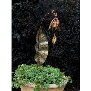 Bellflower Chime Garden Stake- Flamed Copper by Lisa Pribanic