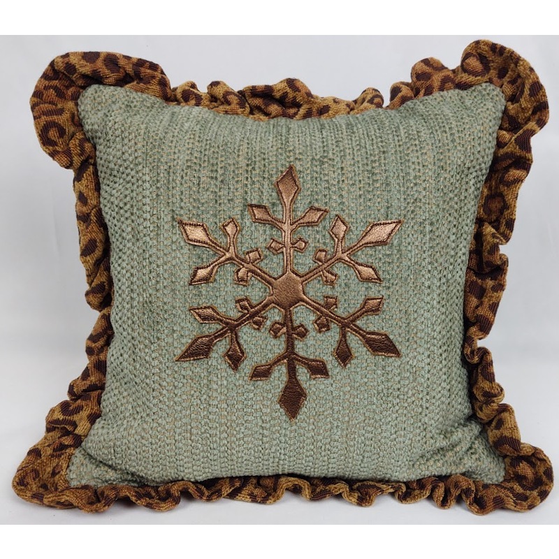 Bronze Leather Snowflake Pillow 2 by Cynthia Margaret Bye
