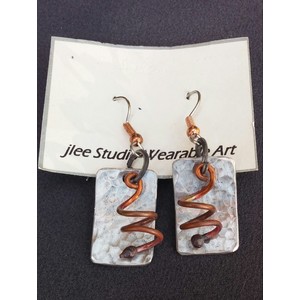 Curly Copper Earrings - "Cork Screw" by Jody Flemming