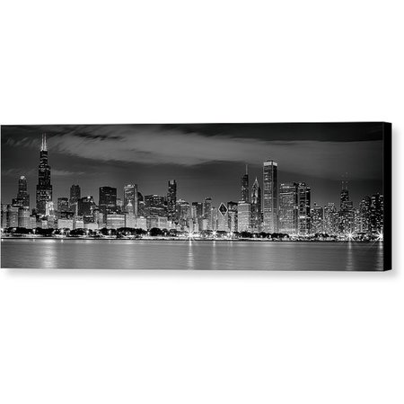 Medium chicago skyline black and white lev kaytsner canvas print
