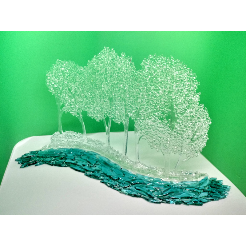 Fused Glass Clear Trees by a River by Kat Huddleston