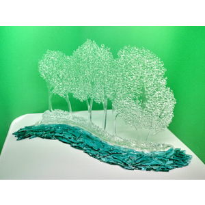 Fused Glass Clear Trees by a River by Kat Huddleston