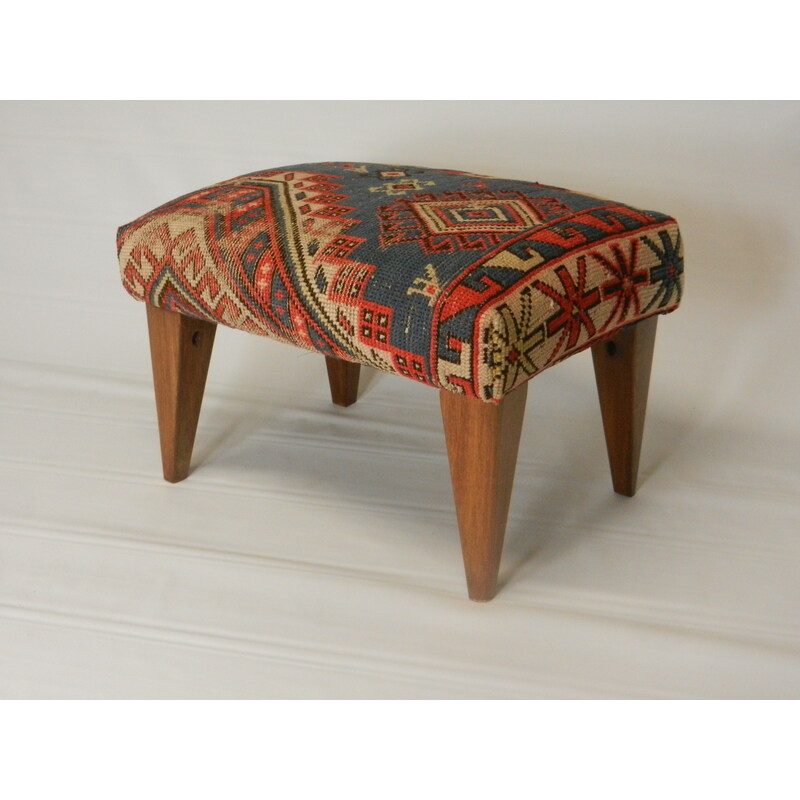 Antique Caucasian Carper Footstool by Fred Khodadad