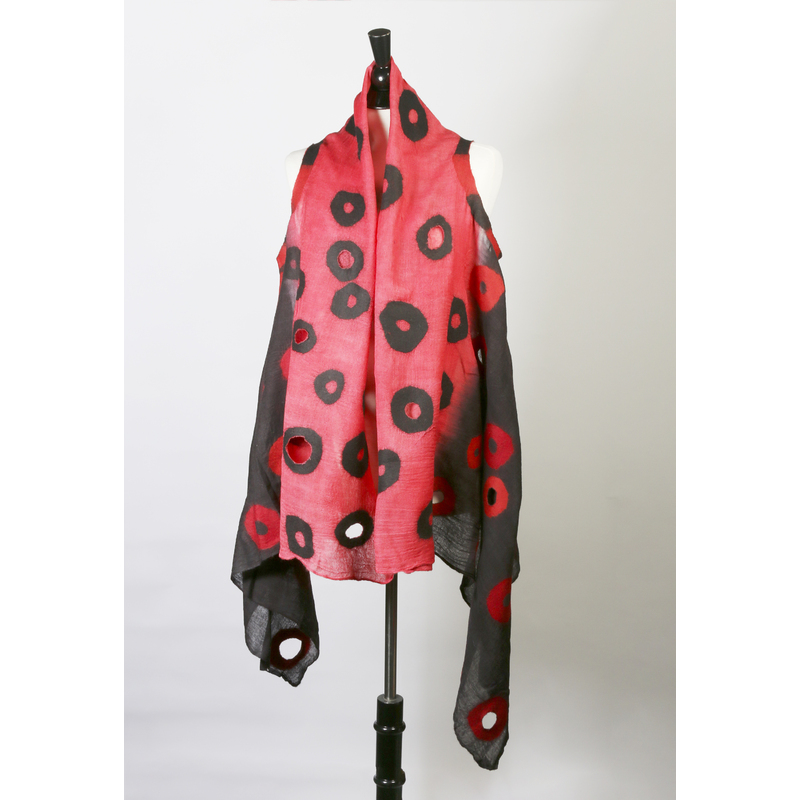 Holey Vest, Black and Red by Barbara  Poole