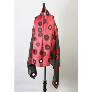 Holey Vest, Black and Red by Barbara  Poole