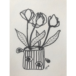 Black and White Tulips in Vase by Regina Roland