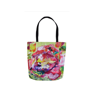 18" x 18" tote bag with heart of a rose by Linda Sacketti
