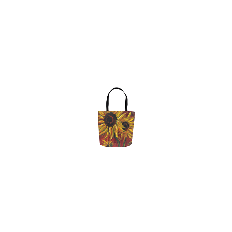 18" x 18" tote bag with sunflower image by Linda Sacketti