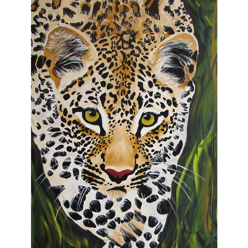 Spotted Leopard 24" x 30" by Linda Sacketti