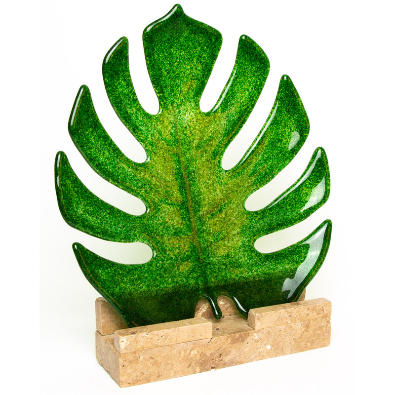 Monstera Leaf Decorative Platter by Dana of Meraki Glass Art