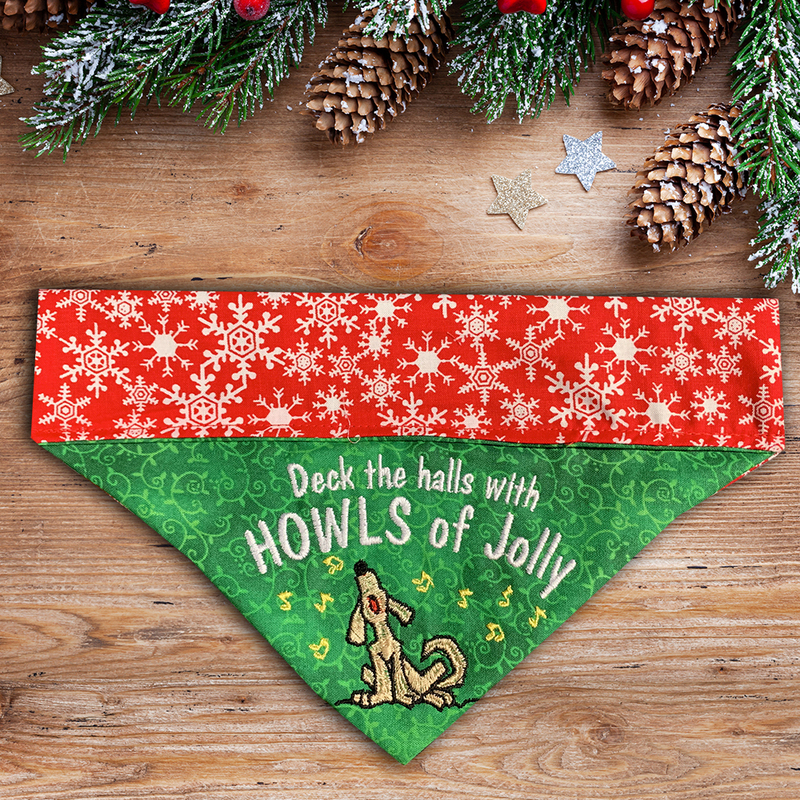 Howls of Jolly Christmas Dog Bandana by Cyndi Jensen