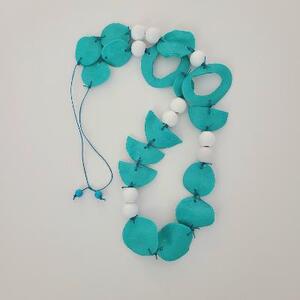 Teal Clay Bead Necklace by Susan Paolilli