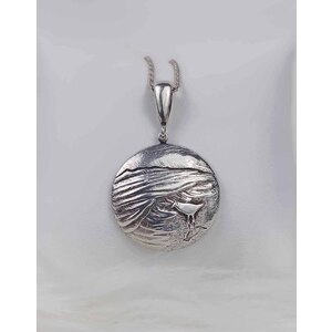 OCEAN VIEW with BIRD Fine Art Handmade Sterling Silver Pendant, Ocean Necklace  by Natalia Chebotar