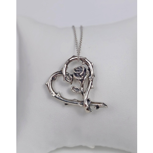 A ROSE IN THE HEART Handmade Sterling Silver Pendant, Heart Necklace, Rose Pendant, Romantic Jewelry  by Natalia Chebotar