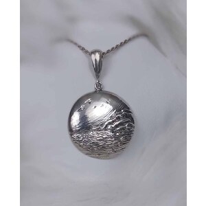 OCEAN VIEW Fine Art Handmade Sterling Silver Pendant, Ocean Jewelry  by Natalia Chebotar