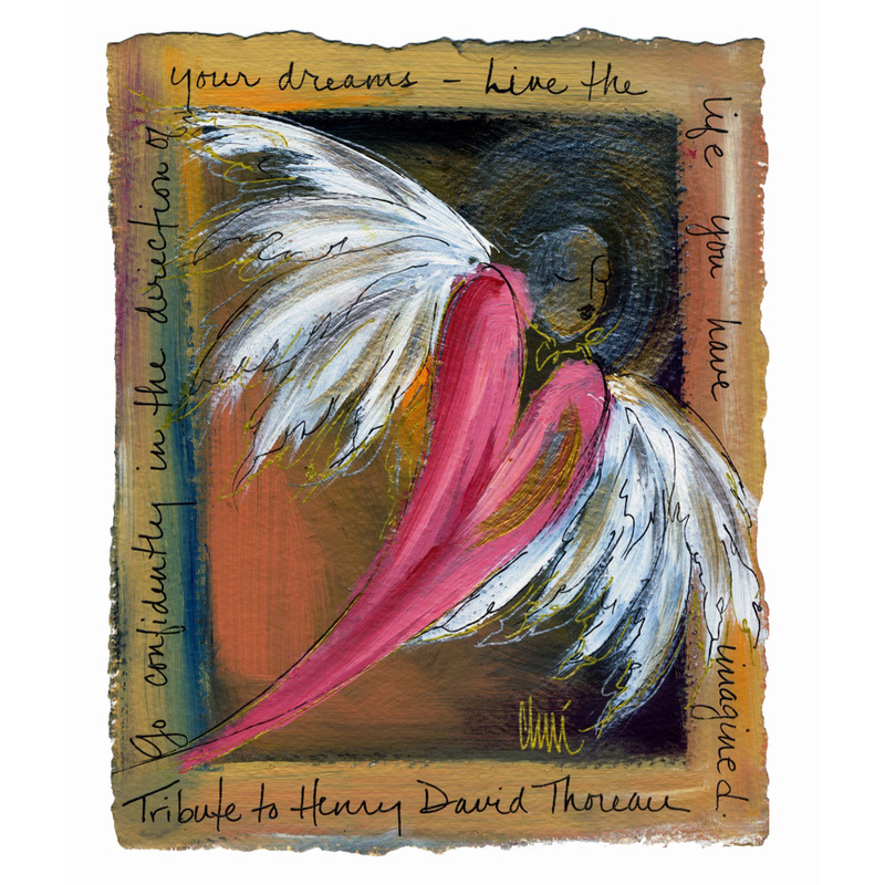 Set of 4 Angels - Tribute to Henry David Thoreau, Anne Frank, Mark Twain, Eleanor Roosevelt - Each Hand Signed by Cheri Riechers