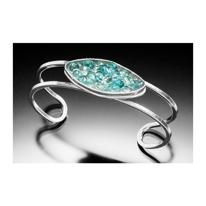 Sterling silver and apatite cuff bracelet by Kim Evans