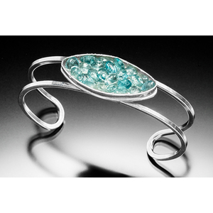 Sterling silver and apatite cuff bracelet by Kim Evans