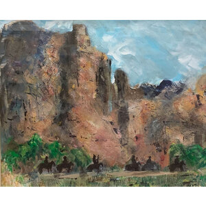 Arizona Mountain Range - 20"X24" FRAMED Original Painting - Free Shipping by Bob Leopold