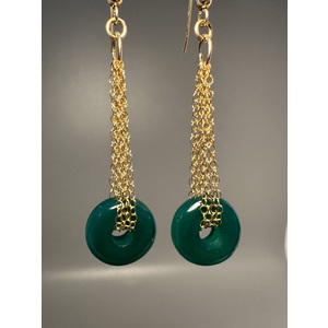 Green Onyx Infinity Drop Earrings  by Candace Marsella