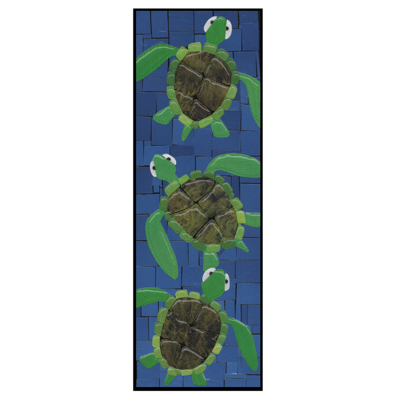 Large sea turtles on dark blue 4 x 12