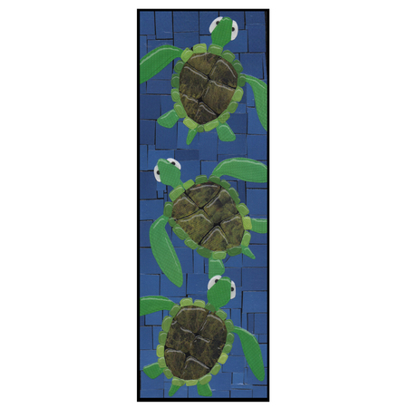 Medium sea turtles on dark blue 4 x 12