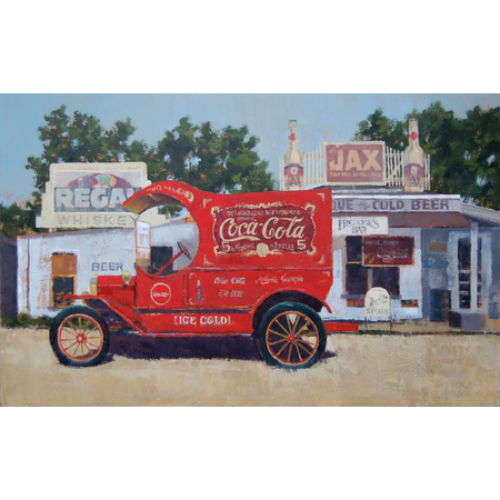 Medium old truck jax   coke martin lambuth paints with credit cards oil 48x30