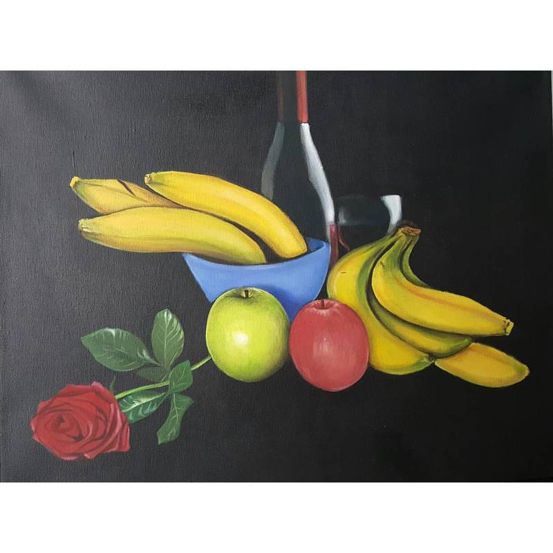 Fruits, Wine and a Rose by MOSES OKPEYOWA