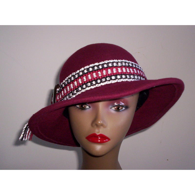 Hat with woven band by Clarice Yates