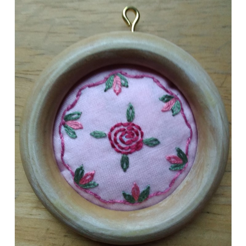 Embroidered Rose Miniature Picture by Laura Rizzardini