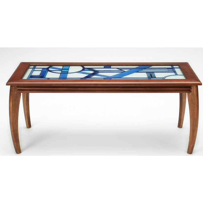 Art Deco Blue and White Brown Coffee Table by Kevin Edgar