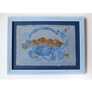 Aido Hwedo: African Dragon, framed and matted – 6 color Letterpress Print on Handmade Denim Paper (Item no. 196.36) by Don Widmer