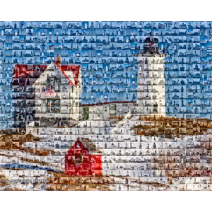 Cape Neddick Maine Lighthouse Mosaic Print Art by David Addario