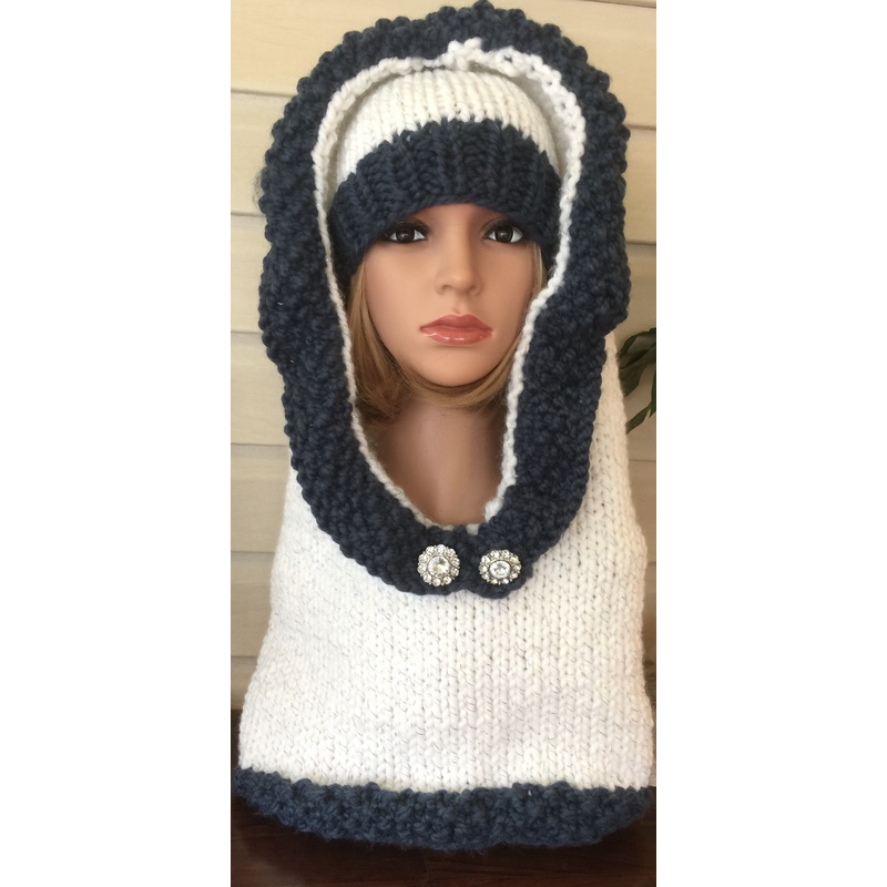 Women’s two piece hooded cowl and matching beanie by Sherri Gold