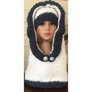 Women’s two piece hooded cowl and matching beanie by Sherri Gold