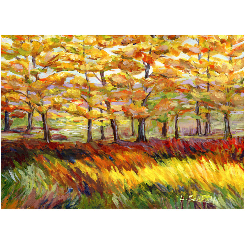 Vermont in the fall.  11" x 14" giclee limited edition by Linda Sacketti