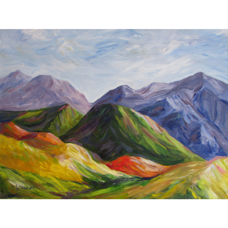Mountains in my mind.  30" x 40" by Linda Sacketti
