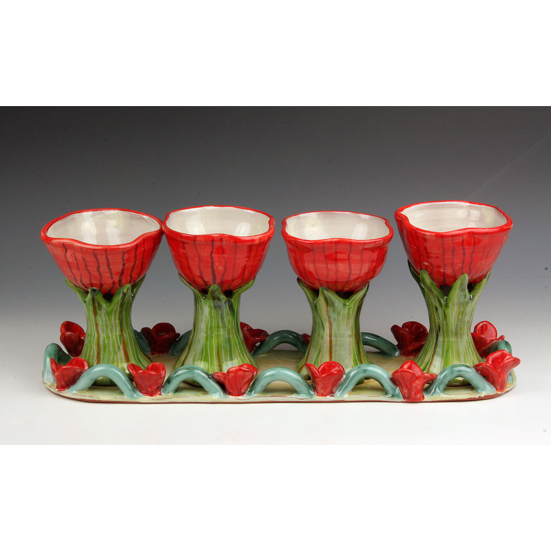 Wine Goblet Set on Tray by Peggy Crago