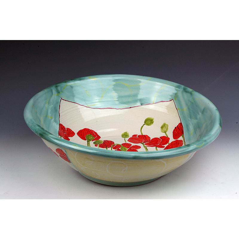 Poppies Large Bowl by Peggy Crago