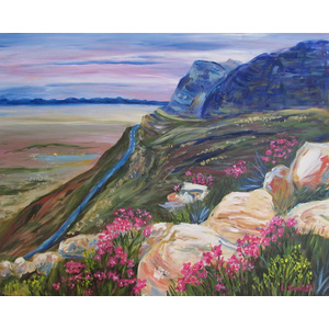 View from Table Mountain, Cape Town. 24" x 30" by Linda Sacketti