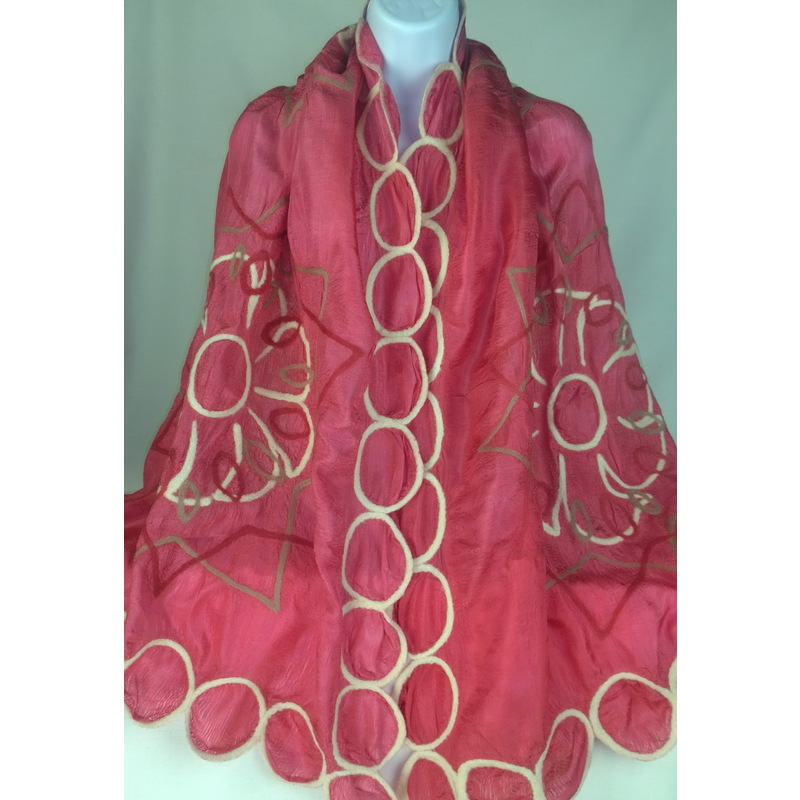 Nuno felted silk floral shawl by Nadiya  Shulhan