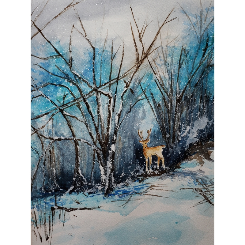 Winters Deer by Marylou Wecker
