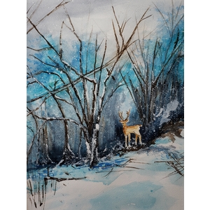 Winters Deer by Marylou Wecker