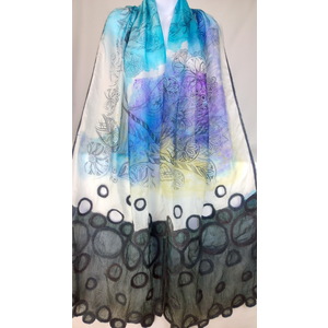 Silk Batik Wool Shawl by Nadiya  Shulhan