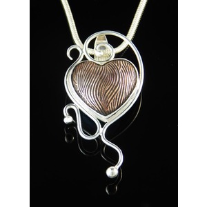 Small small argentium and copper heart pendant 