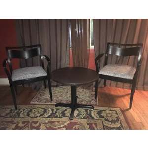 2 CHAIRS LEATHER TOP TABLE (GRAY) by DAVID NICHOLSON