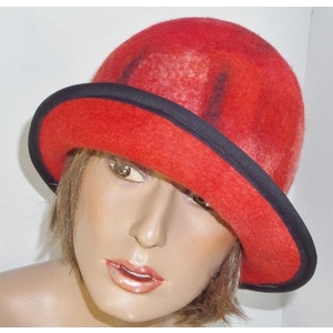 Felted red  hat cloche by Maria Berghauer