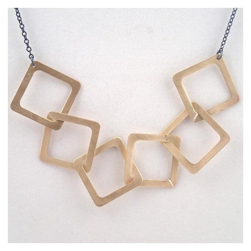 brass six diamond necklace by Lauren Mullaney