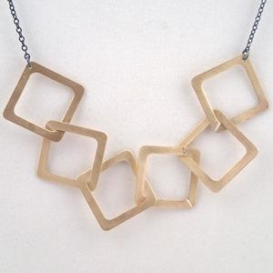 brass six diamond necklace by Lauren Mullaney